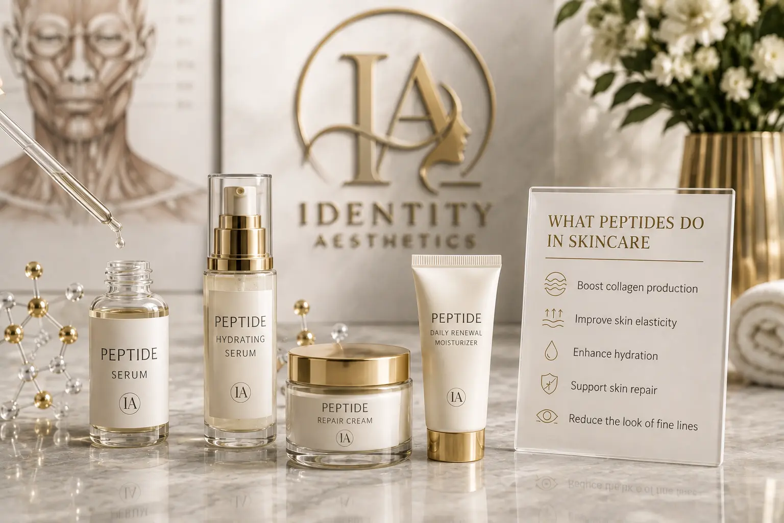 Identity Aesthetics peptide skincare products and educational benefits