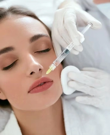 Non-surgical facial contouring treatment with dermal fillers in Conroe.