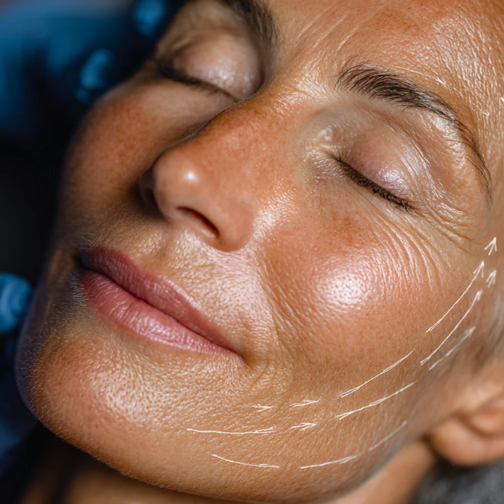 Skin rejuvenation and facial contouring consultation for mature skin at a Conroe med spa